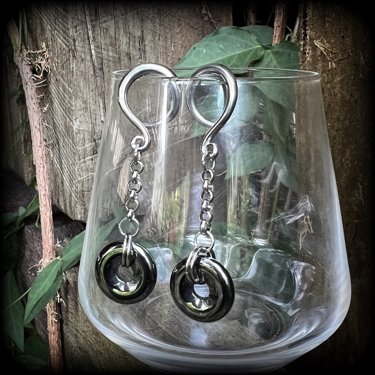 Hematite gauged earrings