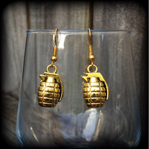 Hand grenade earrings-Punk earrings