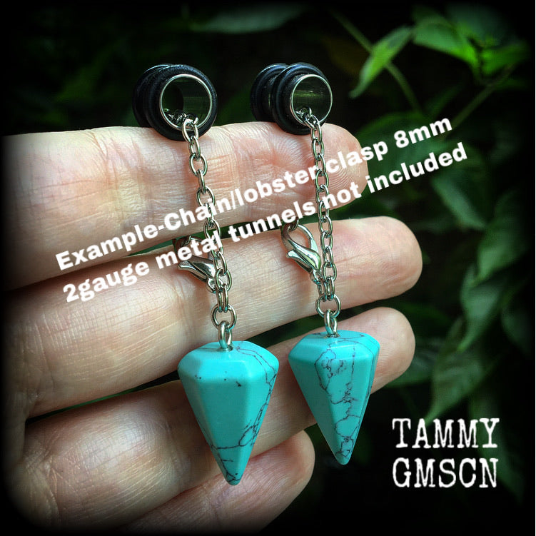 Turquoise earrings-Tunnel dangles