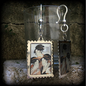 Three Beauties-Geisha earrings-Japanese earrings