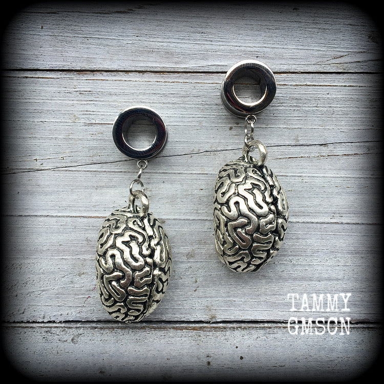 Brains tunnel earrings