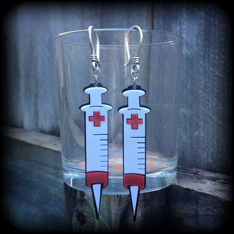 Halloween earrings-Syringe earrings