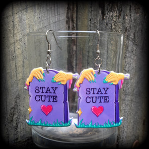 Zombie tombstone earrings