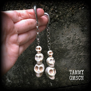 Skull ear weights-Halloween gauged earrings