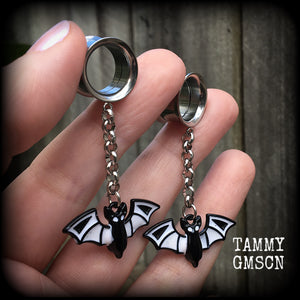 Bat tunnel dangles-Tunnel earrings