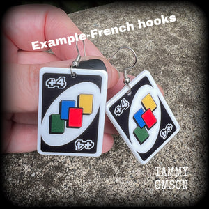 UNO cards earrings-Card game earrings