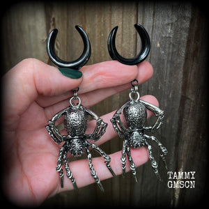 Spider ear weights-Insect gauged earrings