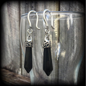 Black obsidian earrings-Gemstone earrings