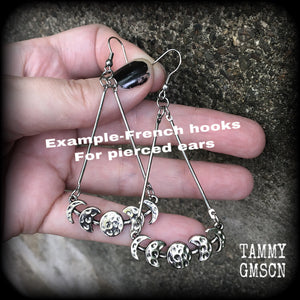 Moon phase earrings-Moon earrings