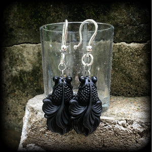 Black moor earrings-Black obsidian earrings