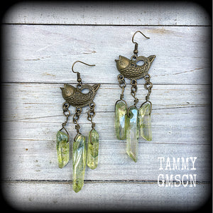 Dagon earrings-Antique bronze and druzy earrings