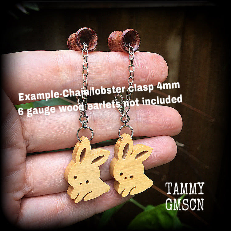 Rabbit earrings-Carved wood earrings