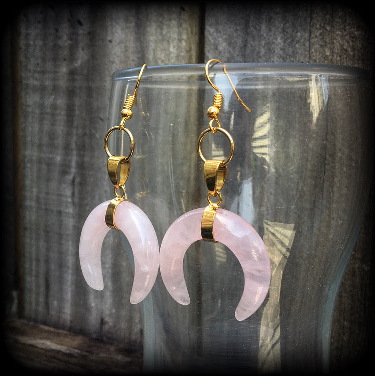 Rose Quartz earrings-Gemstone earrings