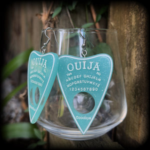These gorgeous oversize baby blue pastel goth planchette earrings are big and dangly!!!
Weighing in at 8 grams each and measuring just under 8 cms from tip to tip.

This pair of earrings have been made on stainless steel french hooks, suitable for pierced ears.