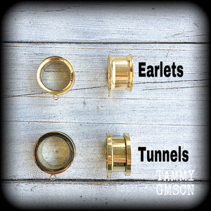 Green cactus tunnel earrings