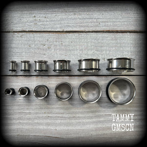 -4mm-6 gauge tunnels
-5mm-4 gauge tunnels
-6mm-2 gauge tunnels
-8mm-0 gauge tunnels
-10mm-00 gauge tunnels
-12mm-1/2" tunnels
-14mm-9/16" tunnels
-16mm-5/8" tunnels
-18mm-11/16" tunnels
-20mm-13/16" tunnels
-22mm-7/8" tunnels
-25mm-1" tunnels