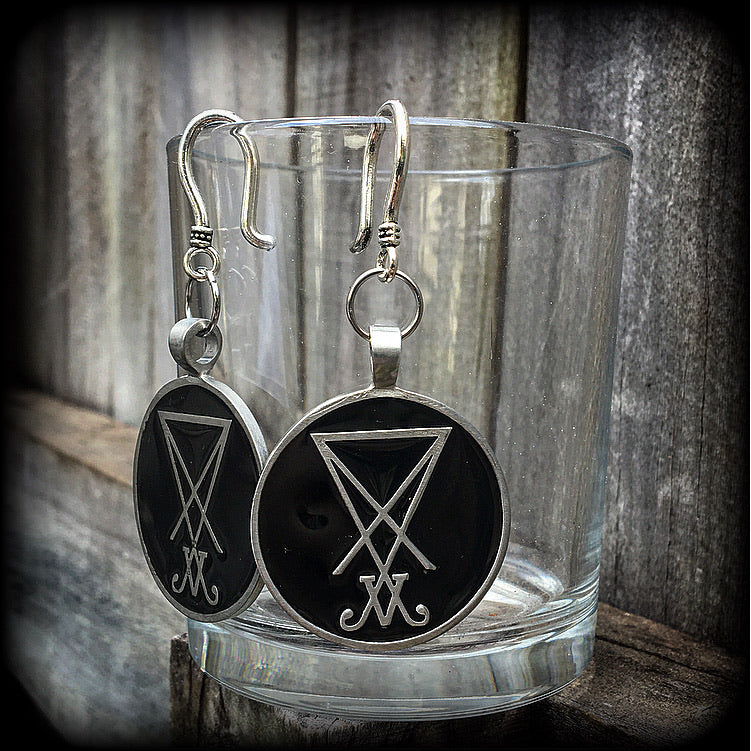 Sigil of Lucifer ear hangers-Satanic jewelry