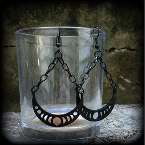 Black moon phase earrings