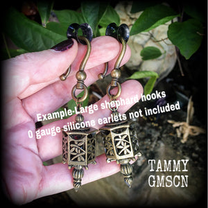 Bronze lantern earrings-Ear hangers