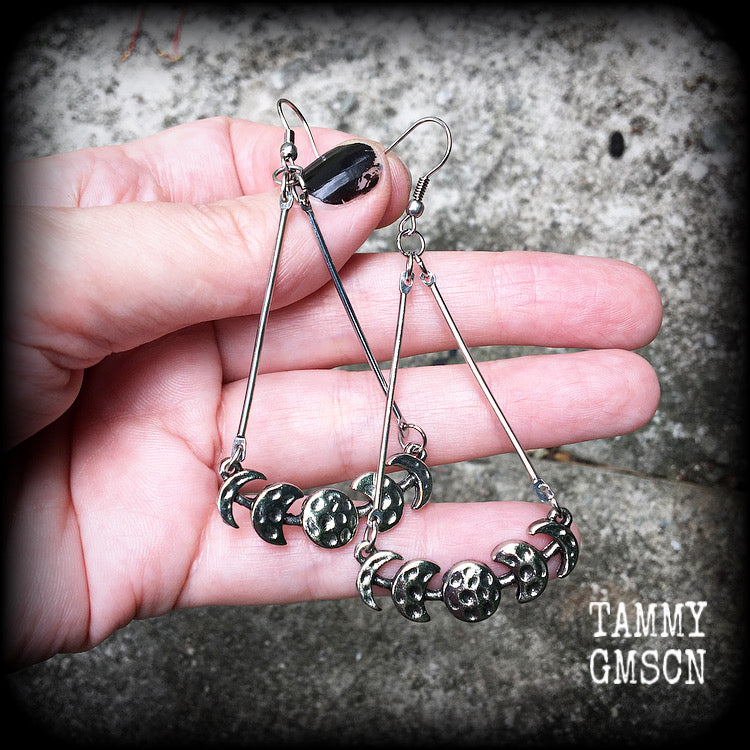 Moon phase earrings-Moon earrings