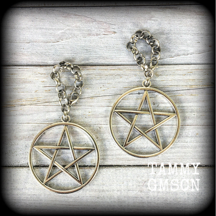 Pentagram tunnel friendly earrings