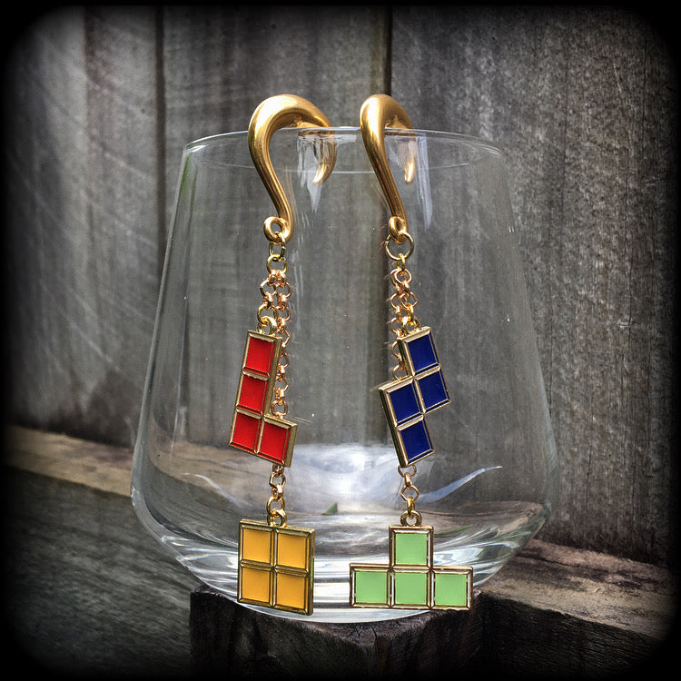 Tetris earrings-Ear hangers