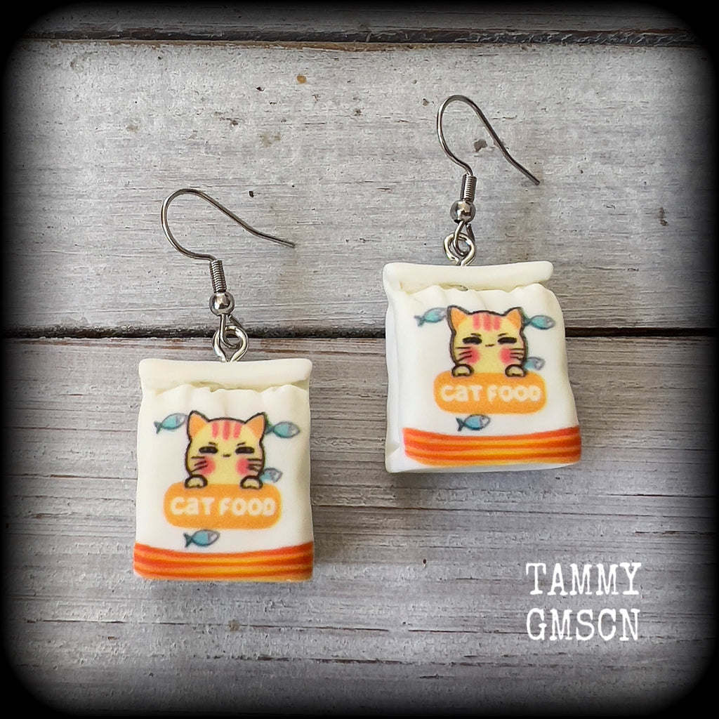 Cat food earrings-Crazy Cat Lady earrings