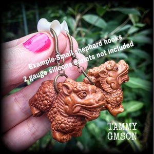 Foo dog earrings Foo dog ear weights Ear hangers Foo dog jewelry Temple dog ornaments Chinese lions Tattoo earrings Tattoo jewelry Tattoo designs Tattoos flash sheet Tattoo artist Tattooers 4mm 6mm 8mm 10mm 12mm 14mm 16mm 19mm 22mm 25mm 28mm 30mm 