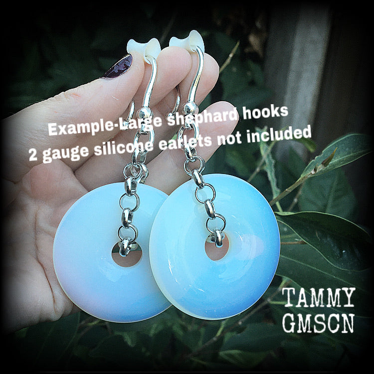 Opalite tunnel earrings-Gemstone ear weights