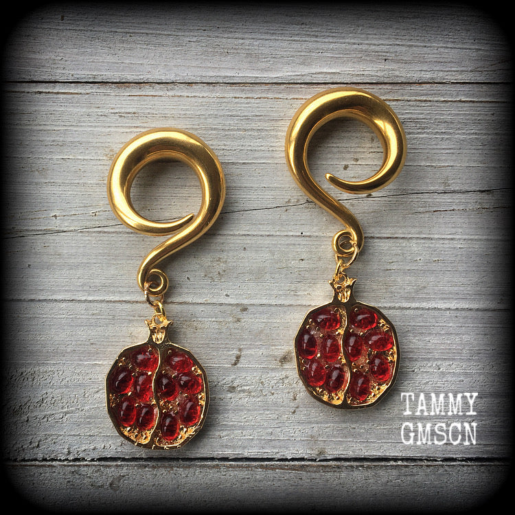 Pomegranate gauged earrings