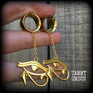 Eye of horus tunnel dangles-Egyptian body jewelry