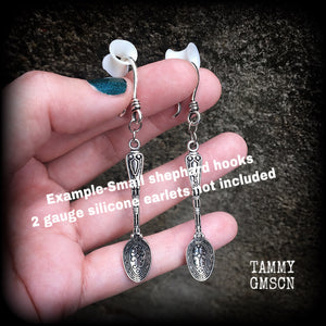 Ornate antique silver teaspoon earrings