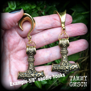 Thors hammer ear weights-Gauged earrings