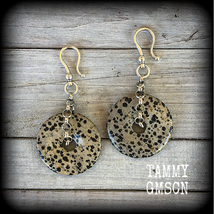 Dalmatian Jasper earrings-Ear hangers