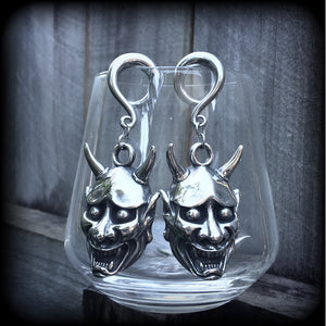 Hannya Mask gauged earrings