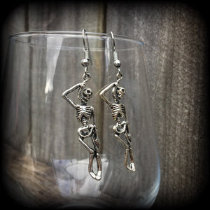 Hanged man Skeleton earrings-Spooky cute halloween earrings