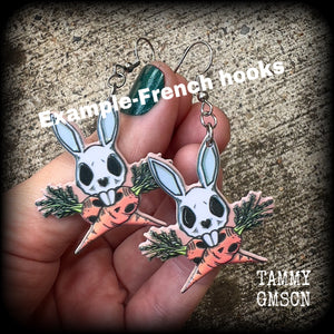 Zombie rabbit earrings-Novelty Easter earrings