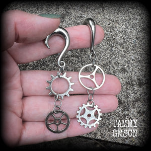 Cog earrings-Steampunk gauged earrings