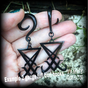 Sigil of Lucifer gauged earrings-Satanic jewelry