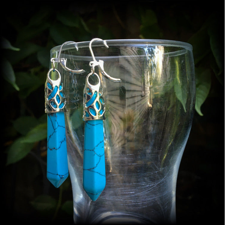 Turquoise earrings-Gemstone earrings