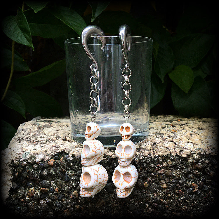 Skull ear weights-Halloween gauged earrings