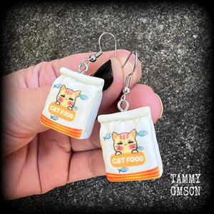 Cat food earrings-Crazy Cat Lady earrings