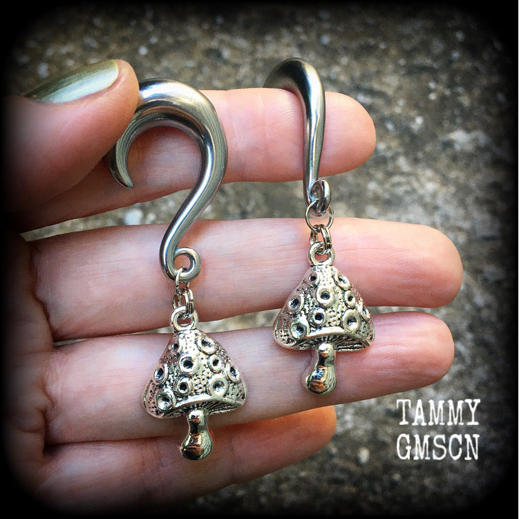 Mushroom gauged earrings