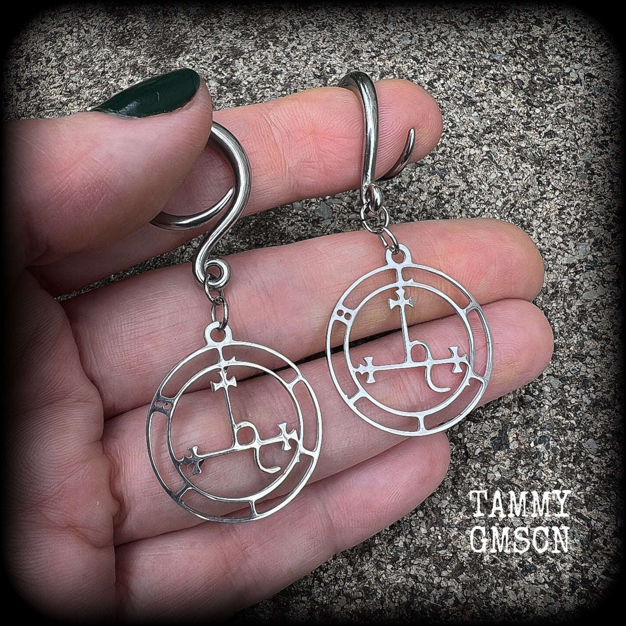 Sigil of Lilith gauged earrings