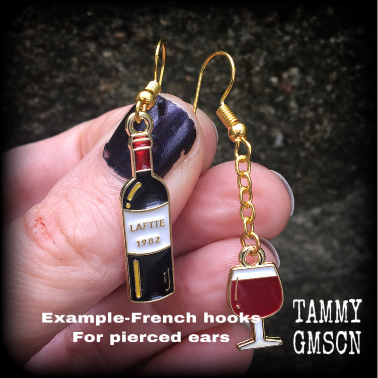 Red wine earrings-Alcohol earrings