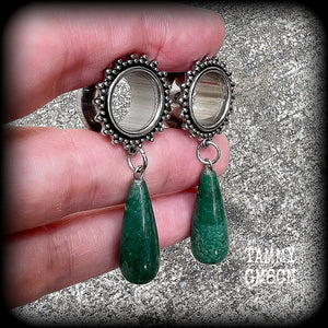 Aventurine earrings Teardrop earrings 14mm tunnels Gemstone tunnel earrings Gemstone earrings Gauged earrings 2g 0g 00g 12mm 14mm 16mm 19mm Tunnel dangles Ear gauges 1/2" 9/16" 5/8" 3/4" 7/8" 1" 1.10" 1.18" Stretched ears Stretched lobes 