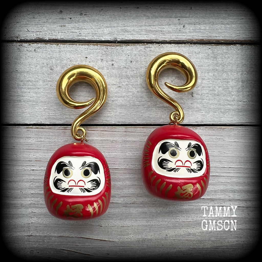 Daruma ear weights-Gauged earrings