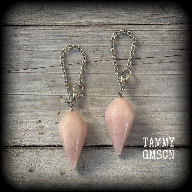 Rose Quartz earrings-Gemstone ear hangers