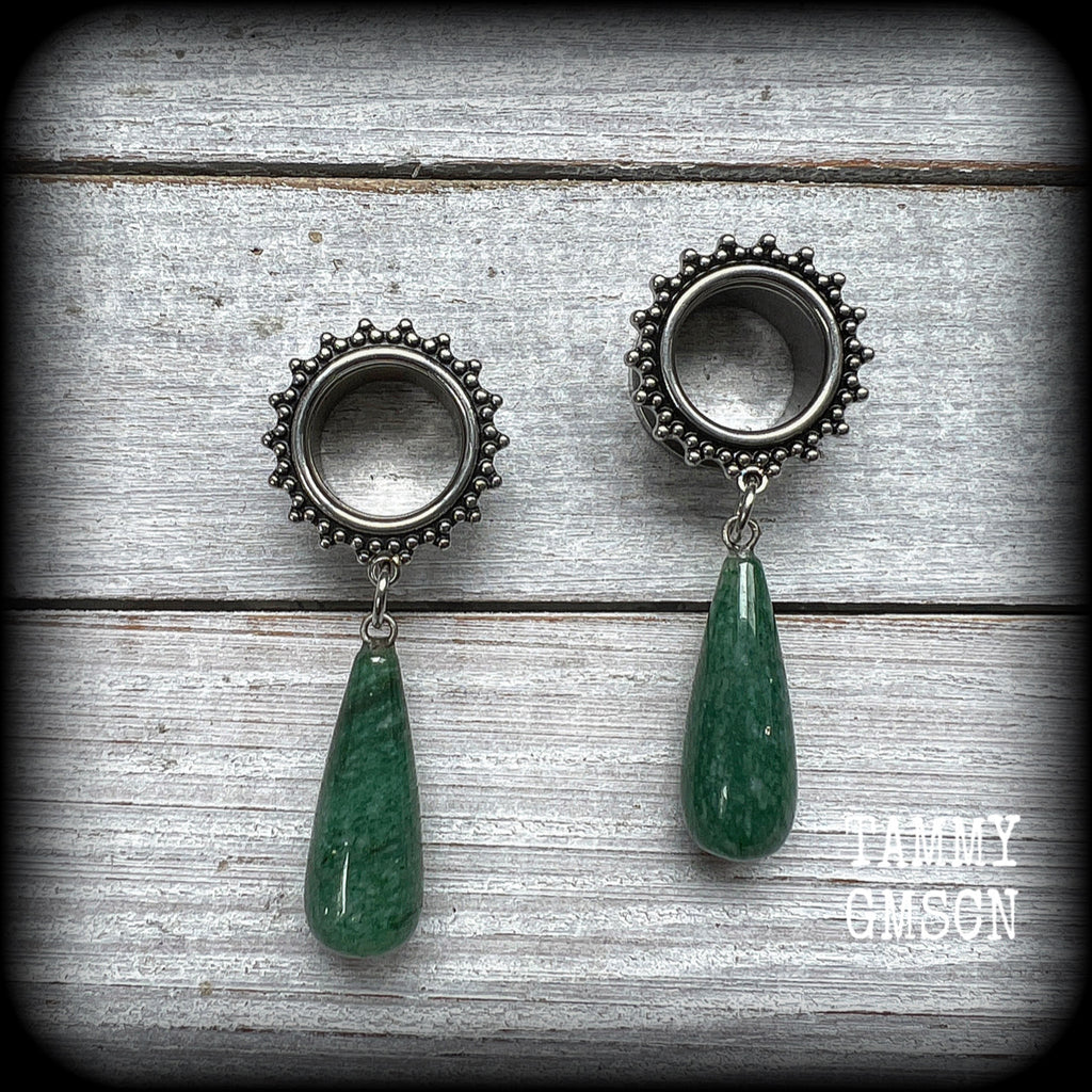 Aventurine earrings Teardrop earrings 14mm tunnels Gemstone tunnel earrings Gemstone earrings Gauged earrings 2g 0g 00g 12mm 14mm 16mm 19mm Tunnel dangles Ear gauges 1/2" 9/16" 5/8" 3/4" 7/8" 1" 1.10" 1.18" Stretched ears Stretched lobes 