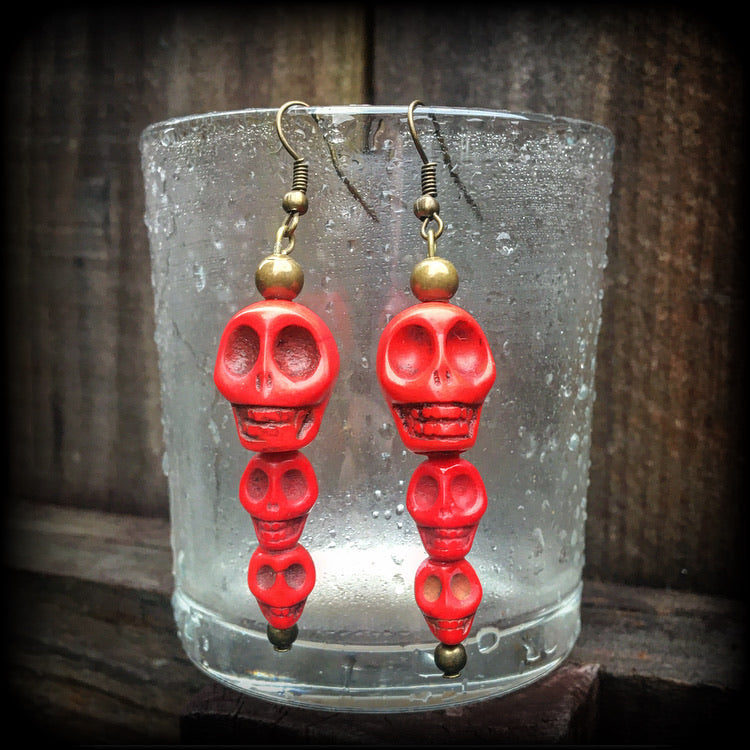 Kali Maa earrings-Skull stack earrings